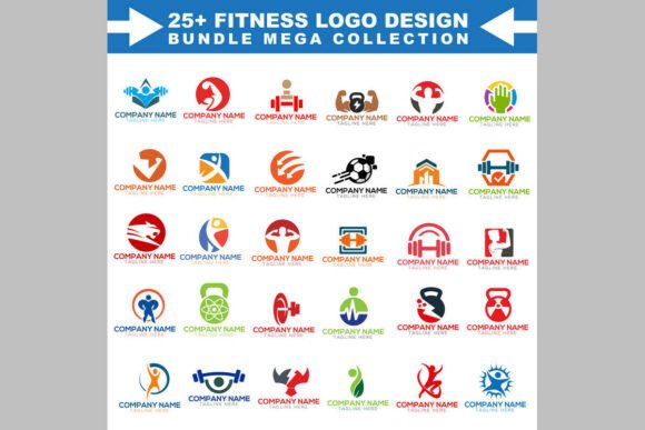 25 Fitness Logo Design Mega Bundle for Creative Branding