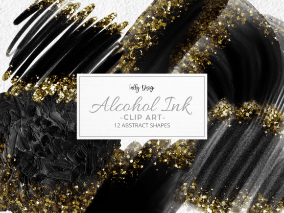 Black Alcohol Ink Glitter Clip Art for Creative Projects