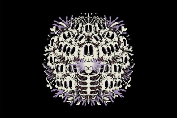 Bunch of Skulls with Purple Splatter: A Bold Visual Asset for Brand Identity