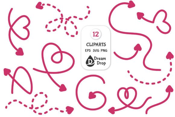 Cute Pink Heart Arrows Clipart Set: A Versatile Design Resource for Creative Projects