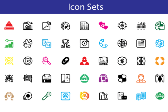 Diverse Business and Technology Icons for Modern Design