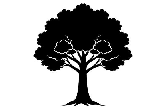 Enhancing Designs with Oak Tree Clip Art Black Silhouette