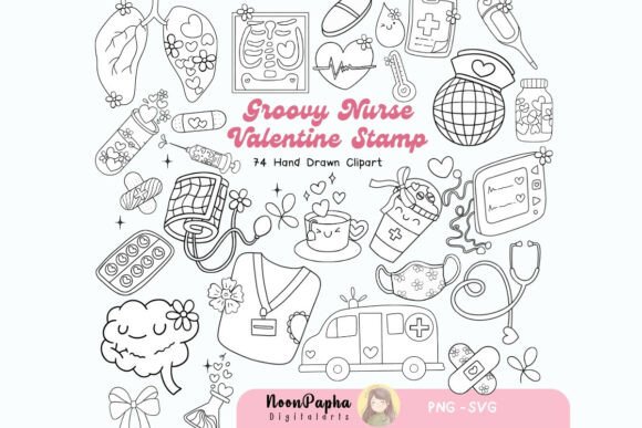 Groovy Nurse Valentine Stamp Clipart: Creative Solutions for Medical-Themed Crafts