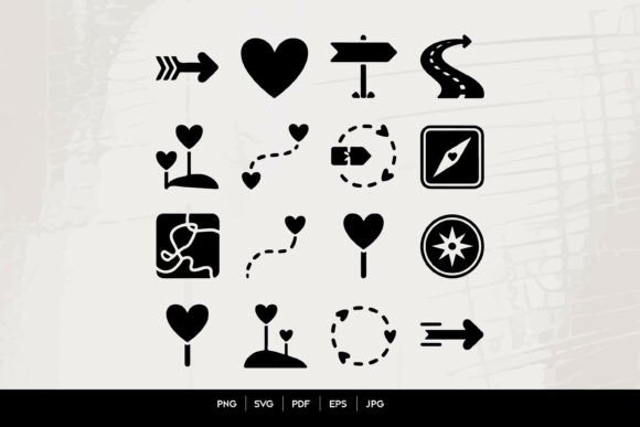 Love and Navigation Icons Set: Design Essentials for Diverse Projects
