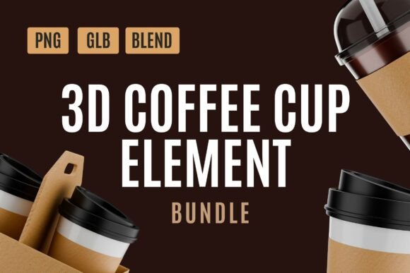 Modern 3D Coffee Cup Collection: Elevate Your Design Projects with Realistic Coffee Aesthetics