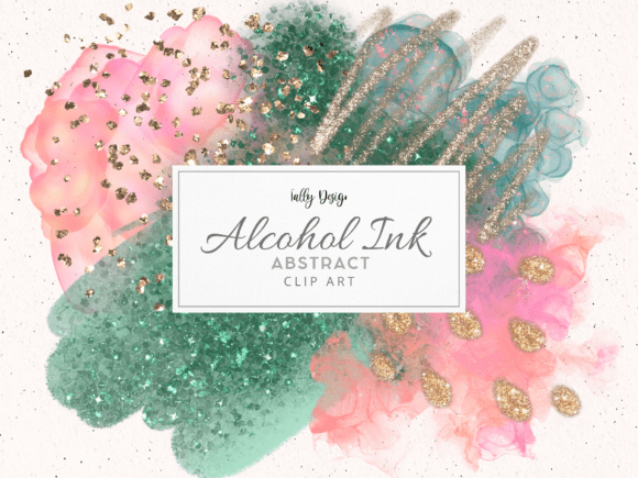 Pastel Pink Green Alcohol Ink Clip Art: A Versatile Design Resource for Creative Projects
