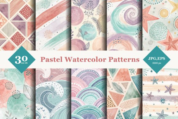 Pastel Watercolor Seamless Patterns 05: A Versatile Design Resource for Creative Professionals