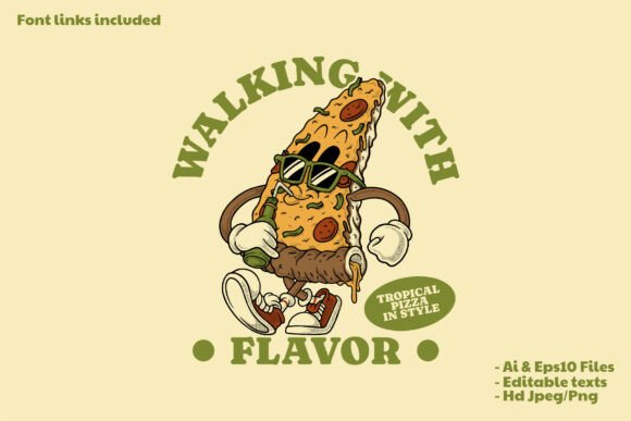 Pizza Mascot Walking and Sipping a Drink: A Unique Branding Opportunity