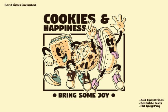 Retro Cartoon Funny Cookies Trio Mascot: A Unique Branding Solution