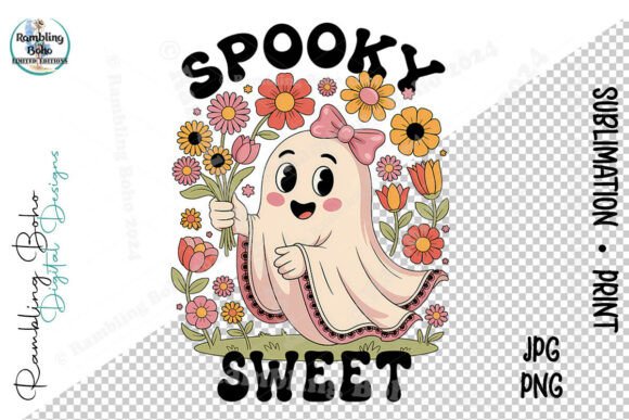 Spooky Sweet Retro Flora Halloween Ghost: A Unique Design for Creative Projects