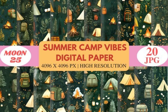 Summer Camp Vibes Digital Paper: A Practical Choice for Outdoor-Themed Design Projects