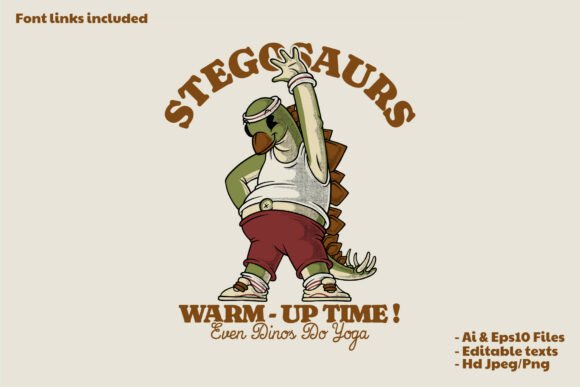 Unleash Your Brand’s Identity with the Retro Stegosaurs Mascot Doing Warm Up