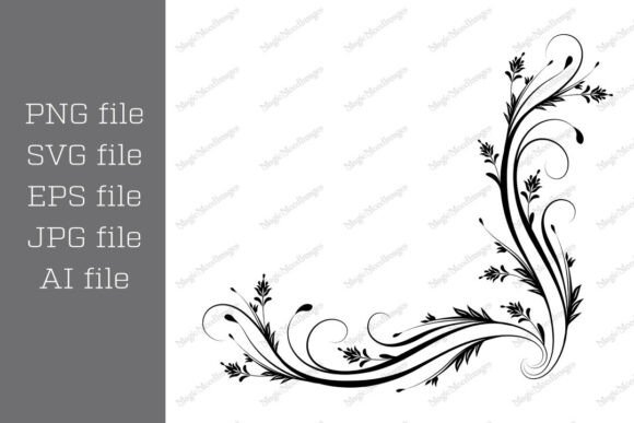 Vintage-Inspired Corner Floral Ornament for Design Projects