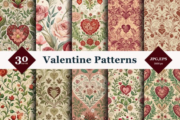 Vintage Valentine Seamless Patterns for Timeless Design