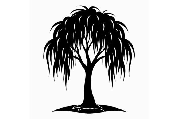 Willow Tree Clip Art Black Silhouette: A Minimalist Design Asset for Creative Projects